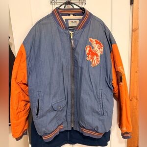 Vintage Denver Broncos Blue and Orange Varsity Jacket throwback